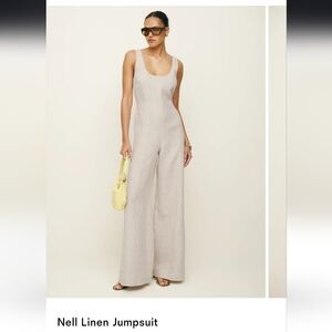 Reformation Nell Linen Jumpsuit Natural - Size M